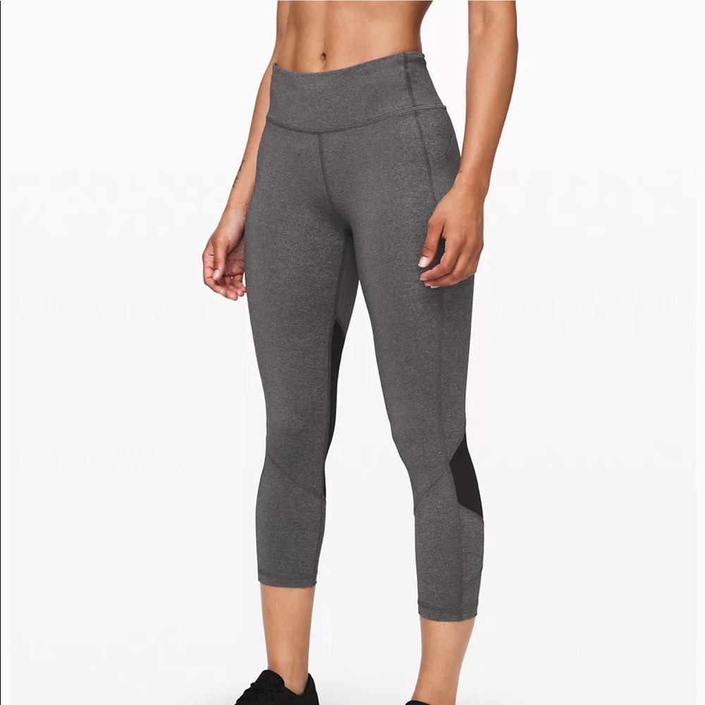 Lululemon Grey and Black Cropped Leggings